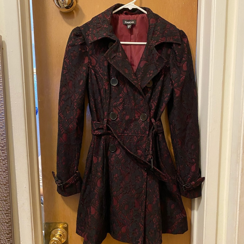 Bebe lace corset coat jacket trench XS